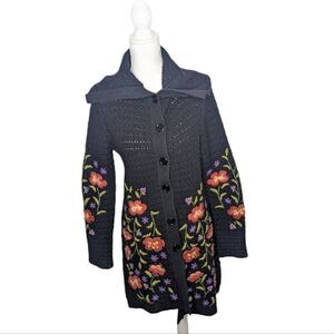 Saint Tropez West Cardigan Small Black Floral